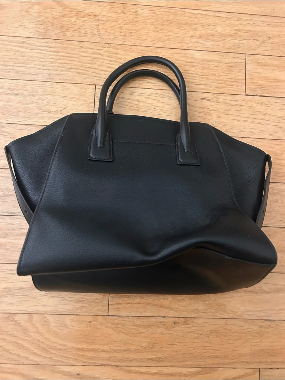 Michael Kors Black Pebbled Leather Satchel with Gold MK Charm